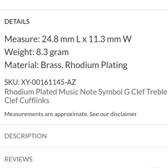 Music Note Cuff Links - Picture 4 of 7